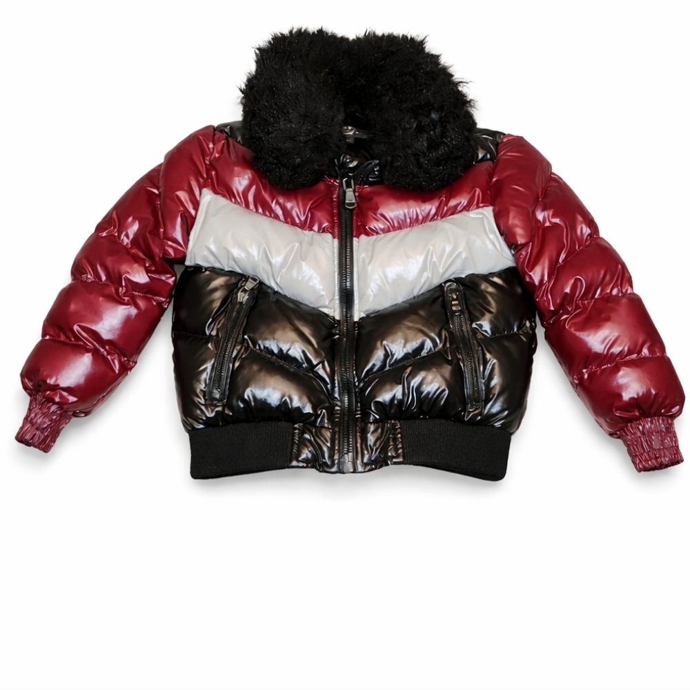 Kid's Jordan Craig Sugar Hill  Maroon Black Gray Puffer Jacket Size  4